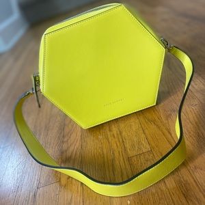 Sage Aubrey leather bright yellow purse